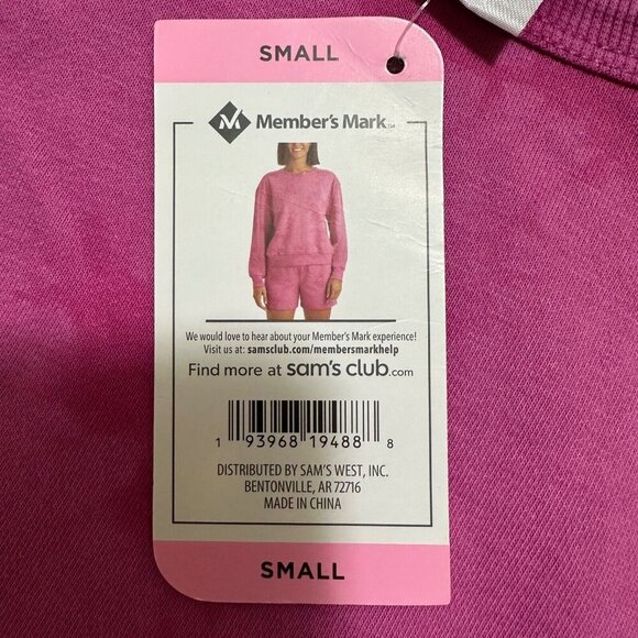 Members Mark Size S Fuchsia French Terry Dropped Shoulder Tie Dye Sweatshirt NWT - Picture 4 of 4